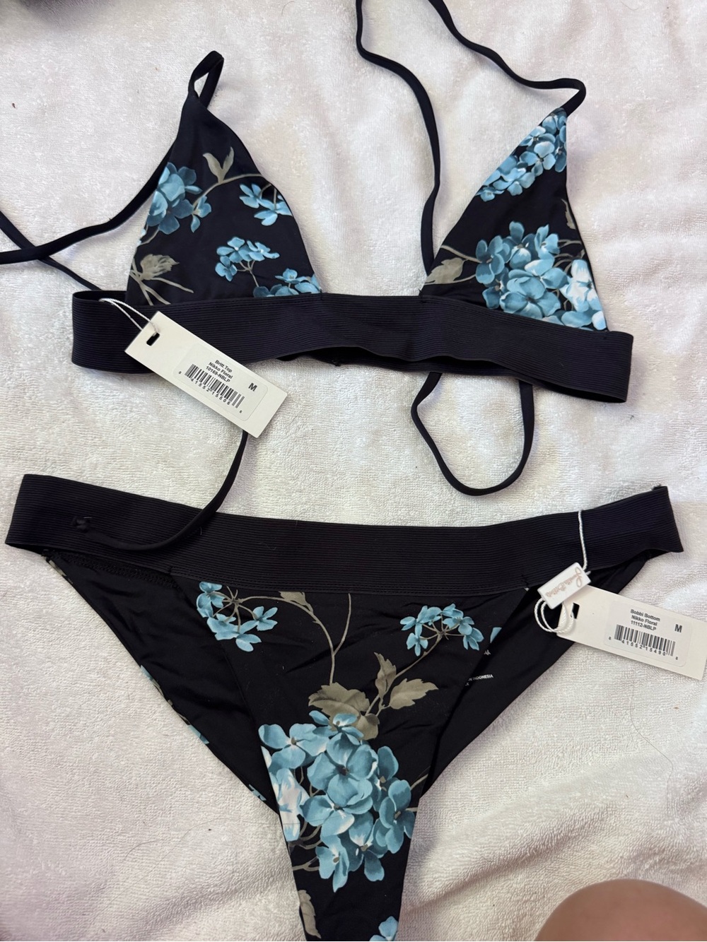 Frankie’s Bikinis Nikko Floral Bikini Set with Blue Hydrangea Print